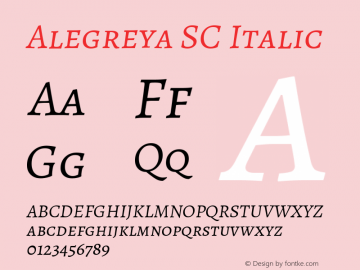 Alegreya SC Italic Version 1.003 Font Sample