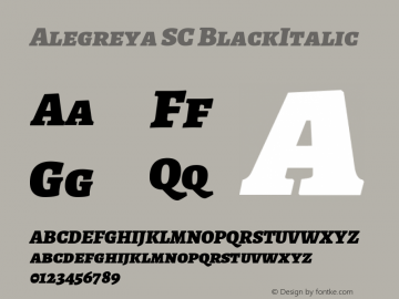 Alegreya SC BlackItalic Version 1.003 Font Sample