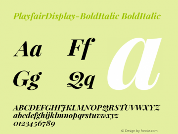 PlayfairDisplay-BoldItalic BoldItalic Version 001.004 Font Sample