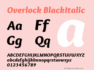 Overlock BlackItalic Version 1.001 Font Sample