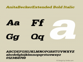 AnitaBeckerExtended Bold Italic 001.000 Font Sample