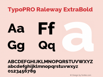 TypoPRO Raleway ExtraBold Version 3.000; ttfautohint (v0.96) -l 8 -r 28 -G 28 -x 14 -w 