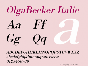 OlgaBecker Italic 001.000 Font Sample