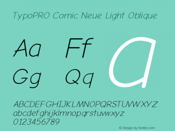 TypoPRO Comic Neue Light Oblique Version 1.000 Font Sample