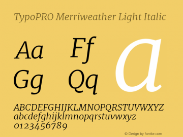 TypoPRO Merriweather Light Italic Version 1.001 Font Sample