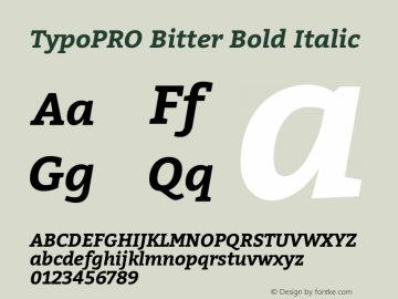 TypoPRO Bitter Bold Italic Version 1.300;PS 001.300;hotconv 1.0.70;makeotf.lib2.5.58329 DEVELOPMENT图片样张