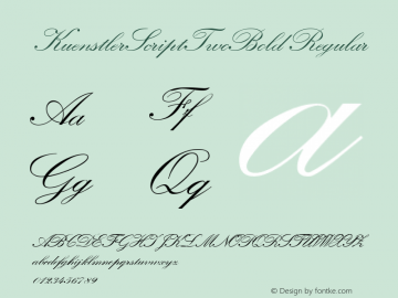 KuenstlerScriptTwoBold Regular Macromedia Fontographer 4.1.3 31.12.1998 Font Sample