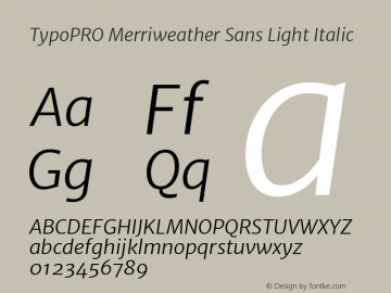 TypoPRO Merriweather Sans Light Italic Version 1.000图片样张