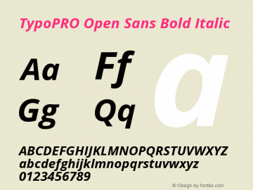 TypoPRO Open Sans Bold Italic Version 1.10 Font Sample