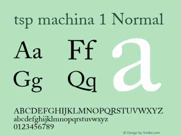 tsp machina 1 Normal toase - 2000 Font Sample