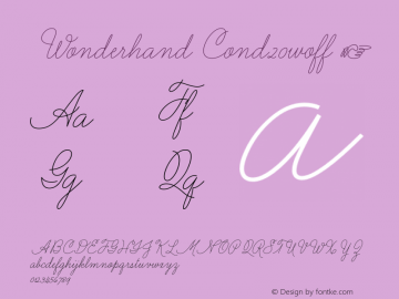 Wonderhand Cond20woff ☞ Version 1.001;PS 001.001;hotconv 1.0.70;makeotf.lib2.5.58329;com.myfonts.martina-flor.wonderhand.condensed-20-regular.wfkit2.4aWX Font Sample