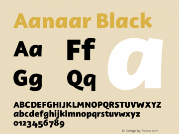 Aanaar Black Version 1.000 Font Sample