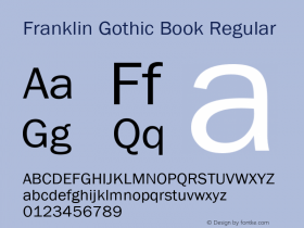 Franklin Gothic Book Regular Version 1.00 Font Sample