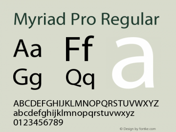 Myriad Pro Regular Version 2.037;PS 2.000;hotconv 1.0.51;makeotf.lib2.0.18671 Font Sample