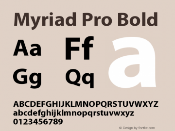 Myriad Pro Bold Version 2.037;PS 2.000;hotconv 1.0.51;makeotf.lib2.0.18671 Font Sample