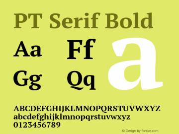 PT Serif Bold Version 1.000W Font Sample