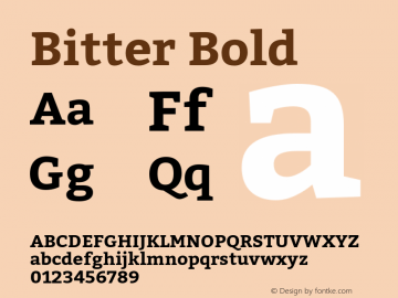Bitter Bold Version 1.002 Font Sample