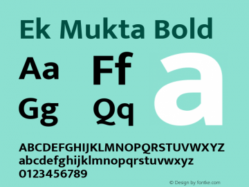 Ek Mukta Bold Version 1.101 Font Sample