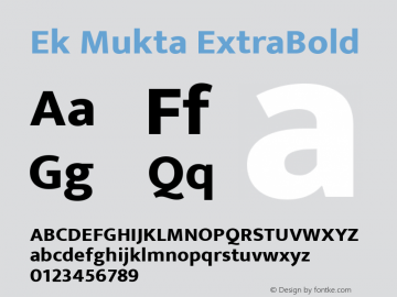 Ek Mukta ExtraBold Version 1.101 Font Sample