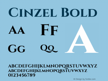 Cinzel Bold Version 1.001;PS 001.001;hotconv 1.0.56;makeotf.lib2.0.21325图片样张