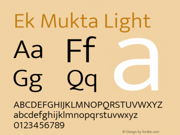 Ek Mukta Light Version 1.101 Font Sample