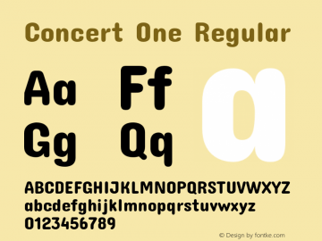 Concert One Regular Version 1.003 Font Sample