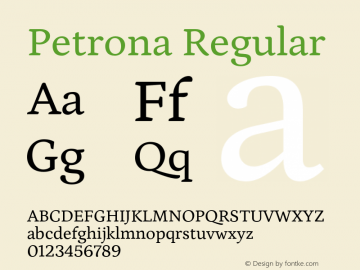 Petrona Regular Version 1.001;PS 001.001;hotconv 1.0.56 Font Sample