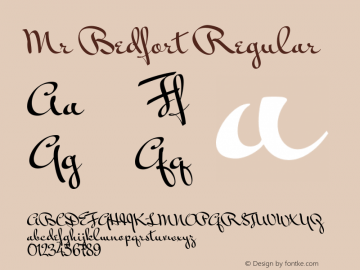 Mr Bedfort Regular Version 1.000 Font Sample