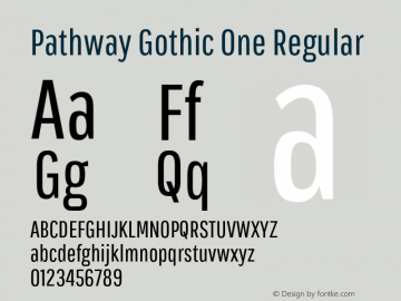 Pathway Gothic One Regular Version 1.001图片样张