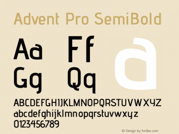 Advent Pro SemiBold Version 2.002 2008 Font Sample