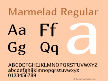 Marmelad Regular Version 1.000 2011 initial release Font Sample