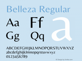 Belleza Regular Version 1.001 Font Sample