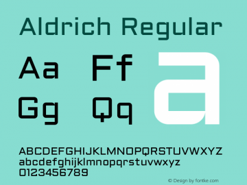 Aldrich Regular Version 1.101;PS 001.001;hotconv 1.0.38图片样张