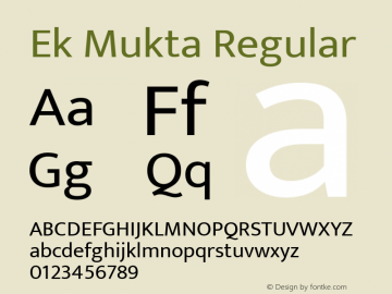 Ek Mukta Regular Version 1.101 Font Sample