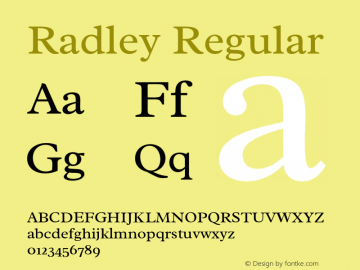 Radley Regular Version 1.002 Font Sample