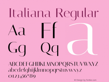 Italiana Regular Unknown Font Sample