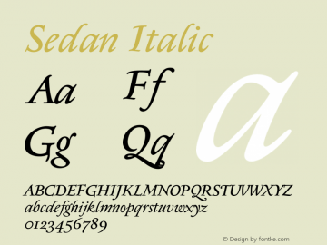 Sedan Italic Version 1.001 Font Sample