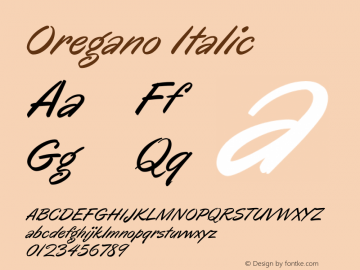 Oregano Italic Version 1.000 Font Sample