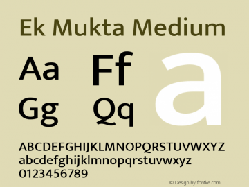 Ek Mukta Medium Version 1.101 Font Sample