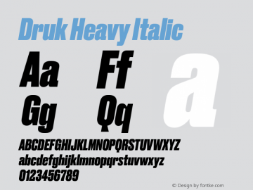 Druk Heavy Italic Version 001.902 Font Sample