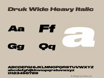 Druk Wide Heavy Italic Version 001.902 Font Sample