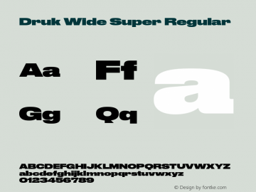 Druk Wide Super Regular Version 001.902 Font Sample