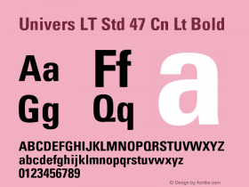 Univers LT Std 47 Cn Lt Bold Version 1.000 Build 1000 Font Sample