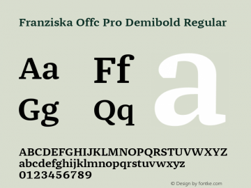 Franziska Offc Pro Demibold Regular Version 7.504; 2014; Build 1022 Font Sample