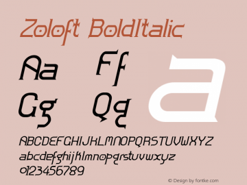 Zoloft BoldItalic Version 1.00图片样张