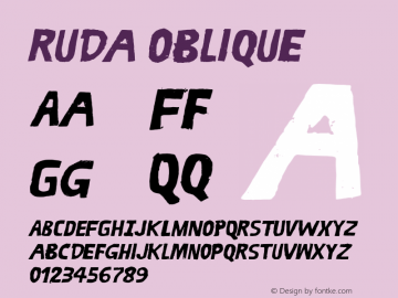 Ruda Oblique Version 1.000 Font Sample