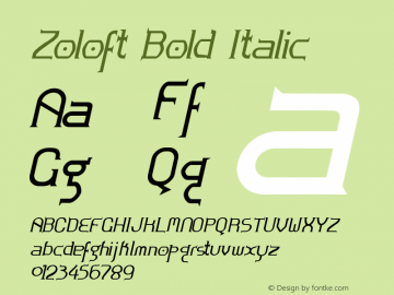 Zoloft Bold Italic Version 1.0; 2000; initial release图片样张
