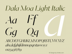 Dala Moa Light Italic Version 1.001 2014 Font Sample