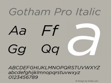 Gotham Pro Italic Version 1.001图片样张