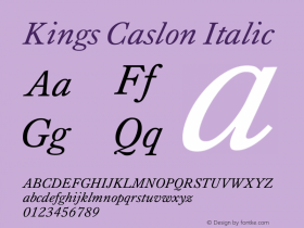 Kings Caslon Italic Version 2.001 Font Sample